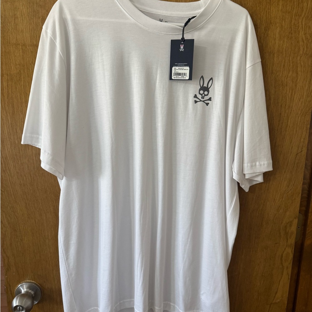 Psycho Bunny White Crewneck Short-Sleeve Tee with Black Logo